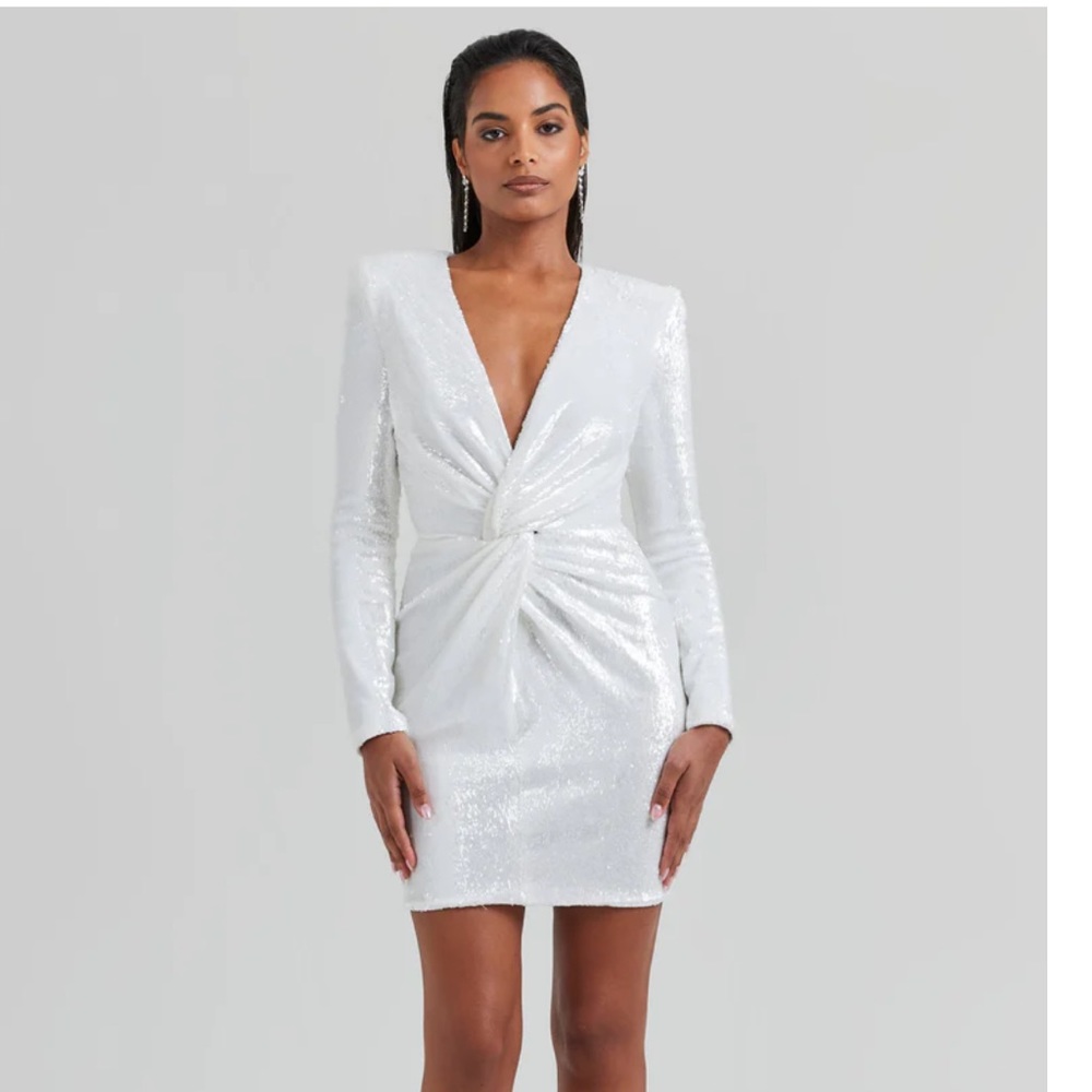 Nadine Merabi white sequin Jodie dress never worn size XS